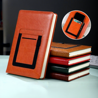 Carnet de notes professionnel A5 en cuir PU avec porte-cartes, boîte cadeau, reliure cousue, 100 feuilles, couleur personnalisée