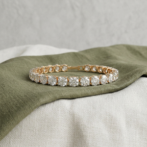 Bracelet tennis en argent 925 avec moissanite ronde, ton jaune, bijoux fins, chaîne de poignet de luxe - Product Image 3