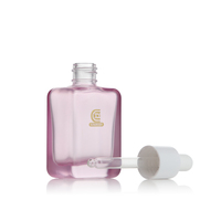 Flacon compte-gouttes en verre transparent rose à fond épais de 30 ml vide en gros pour l'emballage cosmétique
