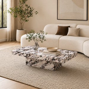 Ensemble de 3 tables en marbre Calacatta Viola avec design monolithique (table basse, <span class=keywords><strong>console</strong></span> et table d'appoint) - Product Image 2