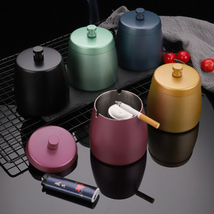 LIHONG Stainless Steel Thickened Ashtray with Lid Portable Round Metal Custom Logo Color