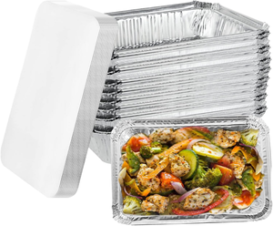 Barquette en aluminium <span class=keywords><strong>jetable</strong></span> de 2,25 lb (8,5x6 pouces) pour la livraison de repas aux restaurants américains, emballage de viande pour barbecue, plateau argenté - Product Image 1