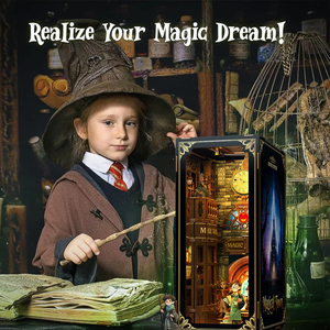 Kit de puzzle <span class=keywords><strong>en</strong></span> <span class=keywords><strong>bois</strong></span> 3D à faire soi-même, Book Nook, nouveautés 2025, cadeau d'Halloween et de Noël, Booknook, librairie éternelle avec lumières LED - Product Image 6