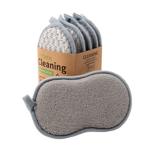 Cepillo de doble cara para lavar platos, esponja de microfibra con alambre plateado, rectangular, grueso, para ollas y sartenes, hecho en Suzhou. - Product Image 2