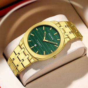 Montre élégante pour homme de luxe - Mouvement Ronda Bracelet en acier inoxydable 30M résistant à l'eau Cadran à aiguilles lumineuses Vente en gros - Product Image 1