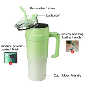 40oz Tumbler Cups With Lid Straw Handle Stainless Steel Vacuum Insulated Travel Water Bottle for Iced Tea <b>Coffee</b> Leakproof - Product Image 6