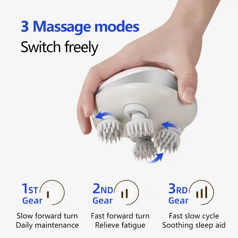 2024 massageador elétrico de couro cabeludo portátil, arranhador de cabeça, massagem com liberação de pressão, massagem de cabeça de polvo