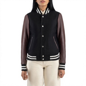 2025 Tendance Varsity Laine Soie En Cuir Véritable Manteau Personnalisé Premium Qualité Trench Bombers pour Filles Broderie Respirant - Product Image 1