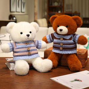 Peluche ours en peluche rayée personnalisable - Adorable <span class=keywords><strong>animal</strong></span> en peluche avec pull tricoté - Product Image 4