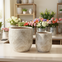 Pot Bunga Keramik Berlapis Ramah Lingkungan Buatan Tangan Desain Modern untuk Grosir, Pusat Perbelanjaan, Rumah, dan Taman Merek QUNHAO Model