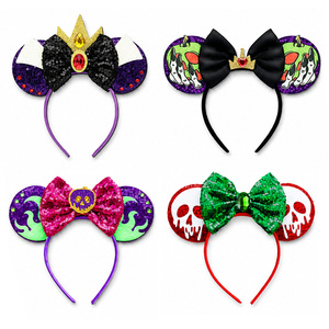 Diadema con Orejas de Ratón de Princesa, Villana o Reina, Corona Brillante, Lazo y Lentejuelas para Fiestas de Cumpleaños, Halloween, Cosplay, Niños - Product Image 2