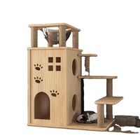 Structure d'escalade et nidification pour chat en bois massif, grande maison pour chat intégrée avec arbre à chat et design capsule pour la maison