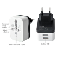 Convertisseur universel vers EU 2 USB avec double USB 5V 2A charge d'alimentation pour couverture électrique voyage adaptateur d'extension multifonction
