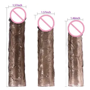 Camisinha de silicone preta para adultos, brinquedo sexual adulto barato, dildo de borracha, manga de cristal, camisinha de cristal