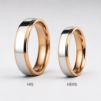 18K Roségold Plattierter Zweifarbiger Stufenförmiger Ehering Anpassbar Gravierbar Elegant Leichter Luxus Zertifiziert Personalisiert
