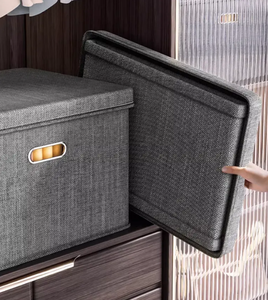 Scatola portaoggetti rettangolare in tessuto di alta qualità con coperchio, contenitore organizer sostenibile per vestiti e ufficio, ideale per hotel, armadi e scaffali - Product Image 3