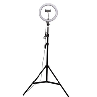 Lampu Ring Light untuk Siaran Langsung, Makeup, Selfie, Tripod 2.1m, Penyangga Ponsel, Lampu Fotografi Multi Ukuran 14 Inch