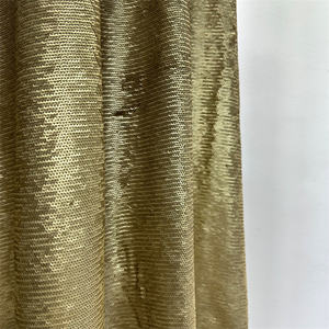 Tela de <span class=keywords><strong>Tul</strong></span> Elástica de Punto Bordado con Lentejuelas Doradas de 3 mm y Bordado Blanco, 96% Rayón, 4% Spandex, para Vestidos de Novia - Product Image 4