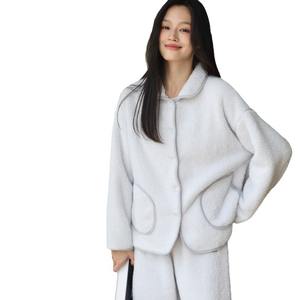 Winter Flannel Sleeping Pajamas Set Women's Nightie 2 Piece Coral Velvet <strong>Pyjamas</strong> Women Nightwear Zipper Casual Nightie Sleepwear - Product Image 5