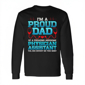 Camiseta de manga larga para padre orgulloso de la profesión de médico, de la parte de su hija - Product Image 3