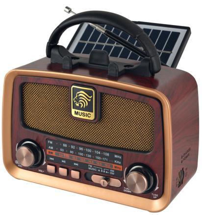 IS-RBT1112S Outdoor Solar Retro Radio Fm/am/sw Weather Radio Power Bank Function Solar Retro Radio With Usb/tf Music Player