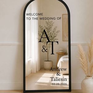 DIY Wedding Mirror Decal Personalized <b>Vinyl</b> Lettering with Custom <b>Name</b>, Welcome <b>Sticker</b> for Wedding Ceremony Reception - Product Image 1