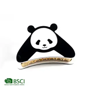 YIYI Medium Black And White Panda Acetate Metal Claw Clip High-quality Custom Cute Hair Accessories For Women And Kids