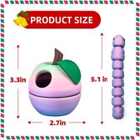 Jouet sensoriel flexible en forme de ver imprimé en 3D, amusant, avec conteneur pomme 3D, figurines d'action éducatives en plastique de dessin animé pour enfants