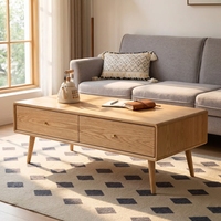 Table basse en chêne massif de qualité supérieure |   Boutons en laiton au design moderne du milieu du siècle, écologiques, durables, faciles à nettoyer, pour meubles de salon