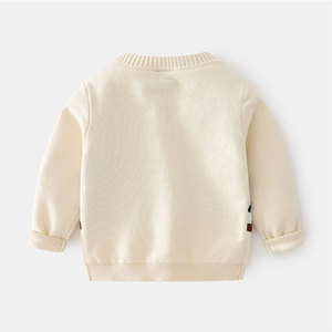 Manteau pull d'hiver pour garçon, en coton tricoté, à manches longues, confortable, cardigan boutonné pour enfants, pull col en V personnalisé - Product Image 3