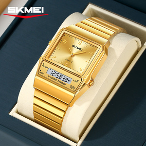 Reloj de Cuarzo de Marca de Moda con Logotipo Personalizado OEM, Caja Cuadrada, Esfera Pequeña, Resistente al Agua 3ATM, Movimiento Japonés, Relojes de Doble Hora para Mujer - Product Image 2