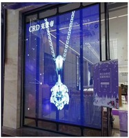 Vitrine d'affichage LED transparente en aluminium pour intérieur, étanche IP65, couleur argent, fixation murale, luminosité 5000 cd, tactile