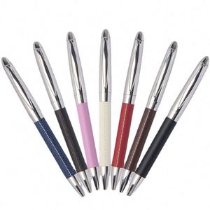 High Quality 1.00mm Custom Logo Twisted Metal Leather Novelty Design Business Advertising Ballpoint <b>Pen</b> for Writing Gift Giving - Product Image 1