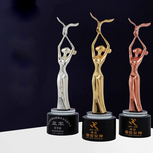 Bailarín de cobre dorado y plateado de 8x30cm con trofeo de Metal de águila, trofeo de cristal personalizado, premios grabados - Product Image 3