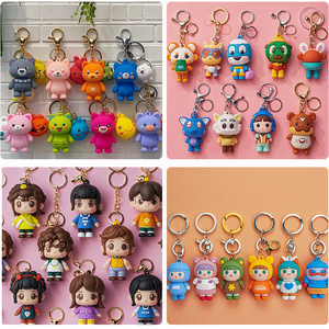 Customized 3D Figures Keychains Anime Character Cute Keychain Soft PVC <b>Rubber</b> Key Chain Plastic Key Chains - Product Image 2