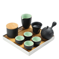 Ensemble complet de théière et tasses à thé en céramique pour le thé Kung Fu, plateau à thé japonais pour service à sec, idéal pour le bureau et l'hôtel, personnalisation du logo incluse