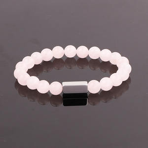 Vendita calda nuovo braccialetto in acciaio inossidabile testo personalizzato pietra naturale quarzo rosa <span class=keywords><strong>ametista</strong></span> braccialetto elasticizzato <span class=keywords><strong>donna</strong></span> JBS10857 - Product Image 3