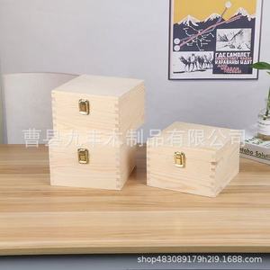 Caja de Joyería de Madera Jiufeng, Organizador de Almacenamiento Cuadrado con Tapa Abatible para Escritorio y Hogar, 6 Pulgadas de Alto, Capacidad de 1-3L - Product Image 3