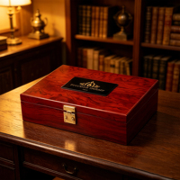 Boîte cadeau en bois brillant avec doublure en velours, plateau de présentation en acrylique, quincaillerie métallique, logo personnalisé pour le stockage de concombres de mer séchés, emballage cadeau