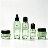 Flacon pompe en verre transparent vert herbe vide de 30, 40, 50, 100, 120 ml, flacon pompe en verre personnalisé de 4 oz pour lotion, ensemble de pots pour crème visage