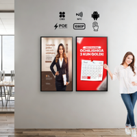 Monitor Android Todo en Uno con Pantalla Táctil Full HD de 21.5/24/27/32 Pulgadas, Cartel Digital de Pared, Cámara con IA, POE, NFC, Publicidad