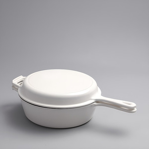 Usine de gros 10 pouces 1.2L <span class=keywords><strong>fonte</strong></span> <span class=keywords><strong>pain</strong></span> moule de cuisson Double oreille blanc rouge émail émaillé hollandais casserole avec poignée de couvercle - Product Image 3