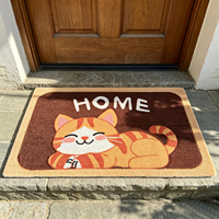 Paillasson tissé motif chat de dessin animé mignon, avec inscription HOME, antidérapant, absorbant, thème animalier, pour décoration intérieure, entrée de porte.