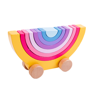 Hot New Iridescence Cars Beech Wooden Stacking Building Block Sets Creative DIY Montessori Educational for Kids Boys Girls - Product Image 1