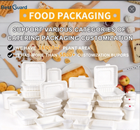 Boîte alimentaire jetable à clapet articulé, style américain, en MFPP, avec compartiments, pour plats à emporter, enrichie en carbonate de calcium