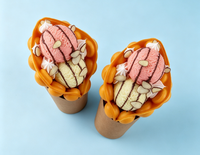 Emballage en papier kraft personnalisé, écologique, imperméable et jetable, pour gaufres bulle, frites, coupes de charcuterie et plats à emporter