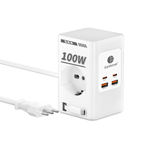 Stop Kontak Listrik Harga Terjangkau PD 100W Gan 4 Port USB Pelindung Lonjakan Arus 110-250V AC Kabel Ekstensi 2m Colokan US