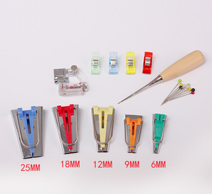 17pcs Fabric <strong>Bias</strong> Binding <strong>Tape</strong> <strong>Maker</strong> Kit Binder Foot Wooden Awl Pins Household DIY Quilting Patchwork Sewing Tools <strong>Set</strong> - Product Image 2
