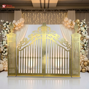 Support de toile de fond doré en PVC acrylique pour événements de mariage de luxe et décoration de scène de fête - Product Image 3