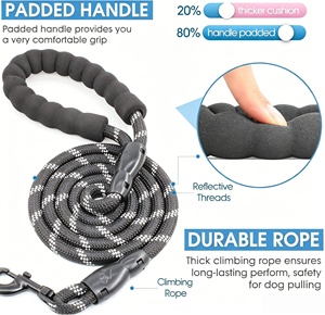 Comforting Pet Leashes 8mm Reflective Threads Rope Webbing Non Tangle <b>Dog</b> Leash Bulk Small Large <b>Dogs</b> Black Walking Training - Product Image 2